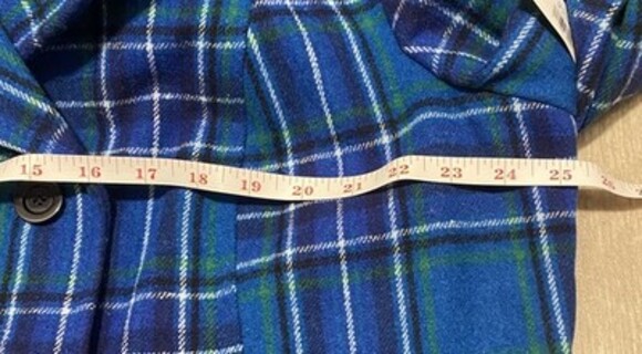 NWT Old Navy Plaid Peacoat Blue Double Breasted Jacket Preppy Twee Cozy  XXL - Picture 16 of 16